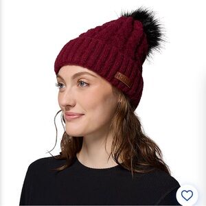 Columbia Cable Knit Pom Beanie - Burgundy